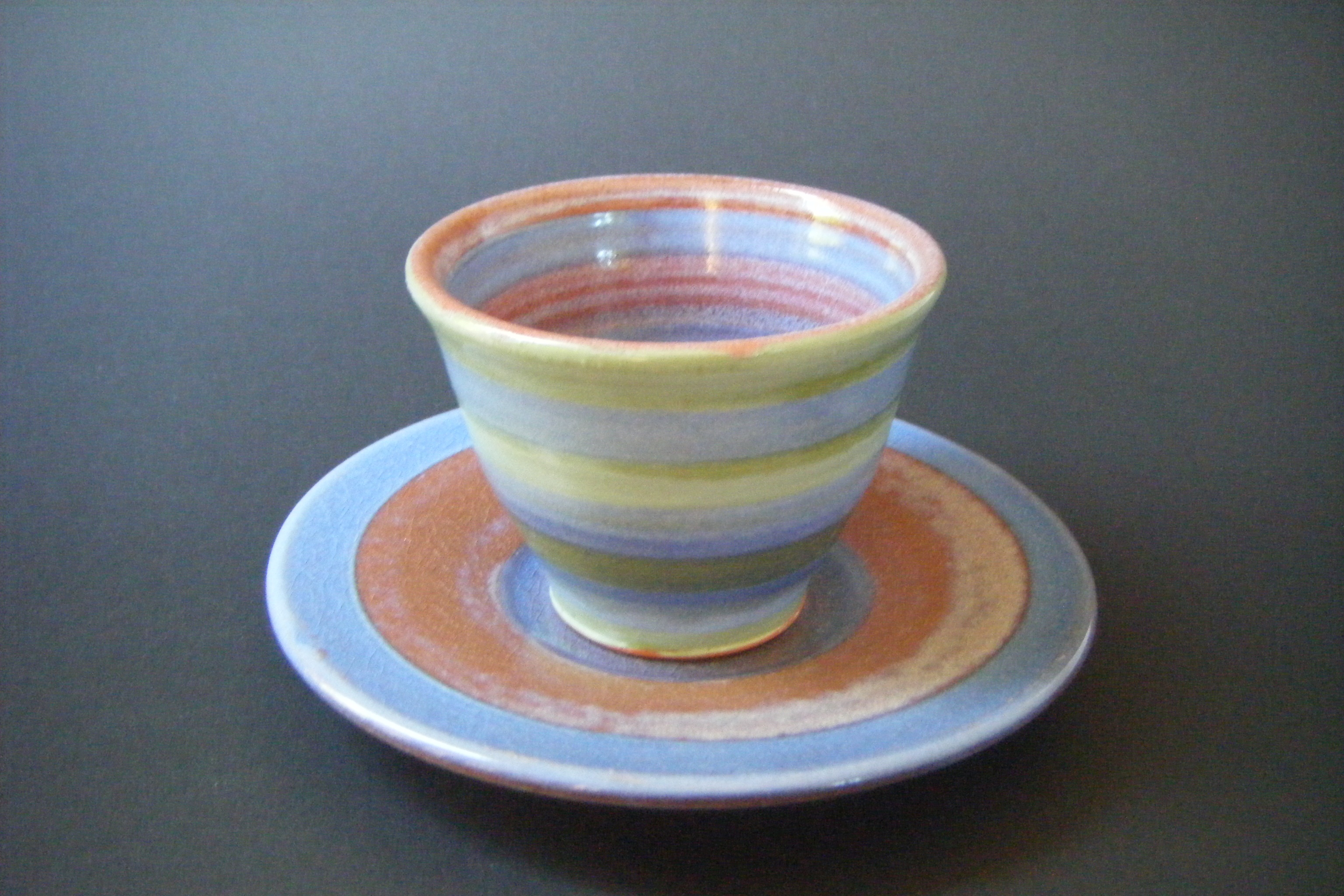 Banded Earthenware Cup and Saucer 2